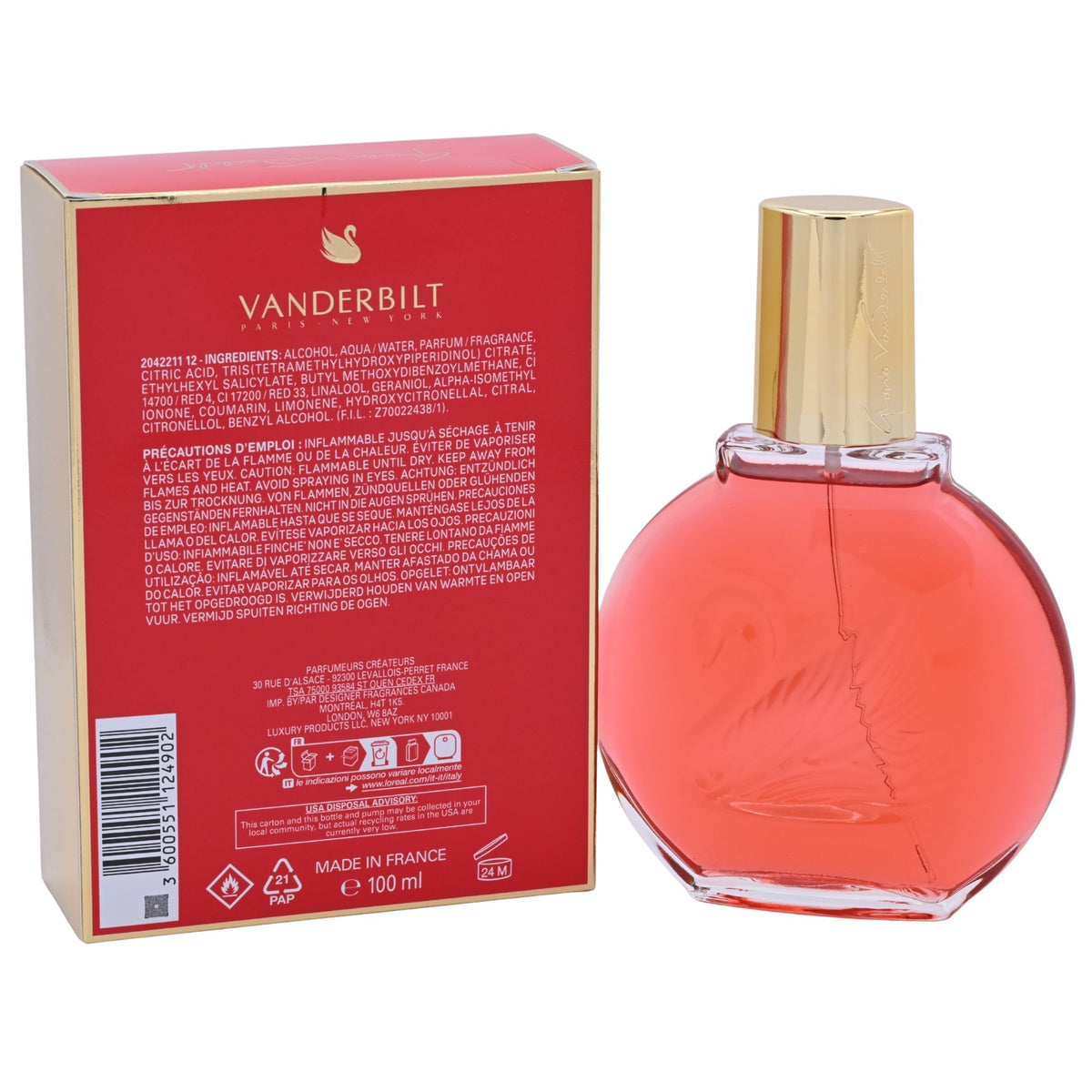 Gloria Vanderbilt Vanderbilt In Red Eau de Parfum Spray for Women 3.38 fl oz (100 ml) New Retail Box