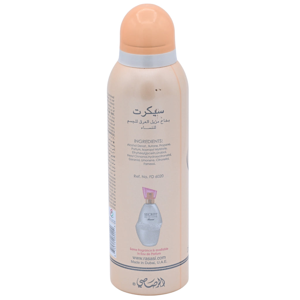 Rasasi Secret Pour Femme Deodorant Body Spray for Women 6.67 oz